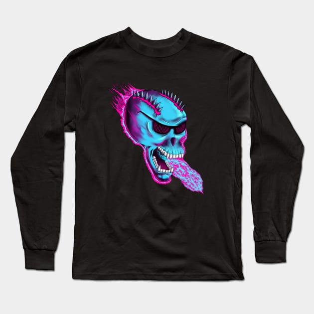 Sonic Skull - Blue Mayhem Long Sleeve T-Shirt by phoenixstudios